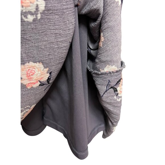 Torrid Size 2 Gray Purple Floral‎ Sleeveless A-Line Swing Dress Tie Neck Lined - Picture 6 of 16